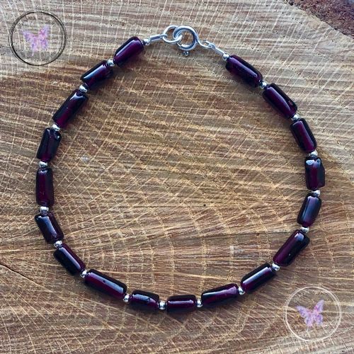 Garnet Tube Bead Bracelet